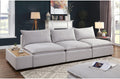 Light Gray Linen-like Fabric Sofa and Ottoman L1749
