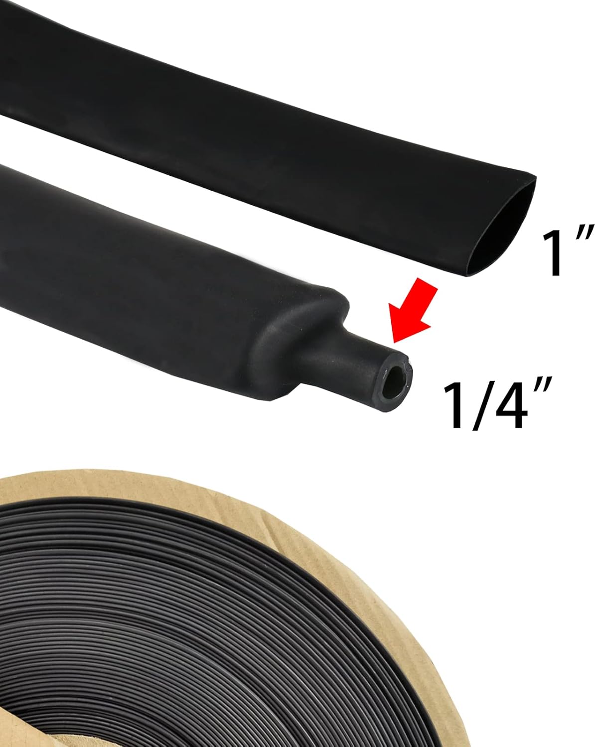 4:1 Dual Wall Adhesive Heat Shrink Tubing Black (1"- 30 Feet) Pack of 2 S239