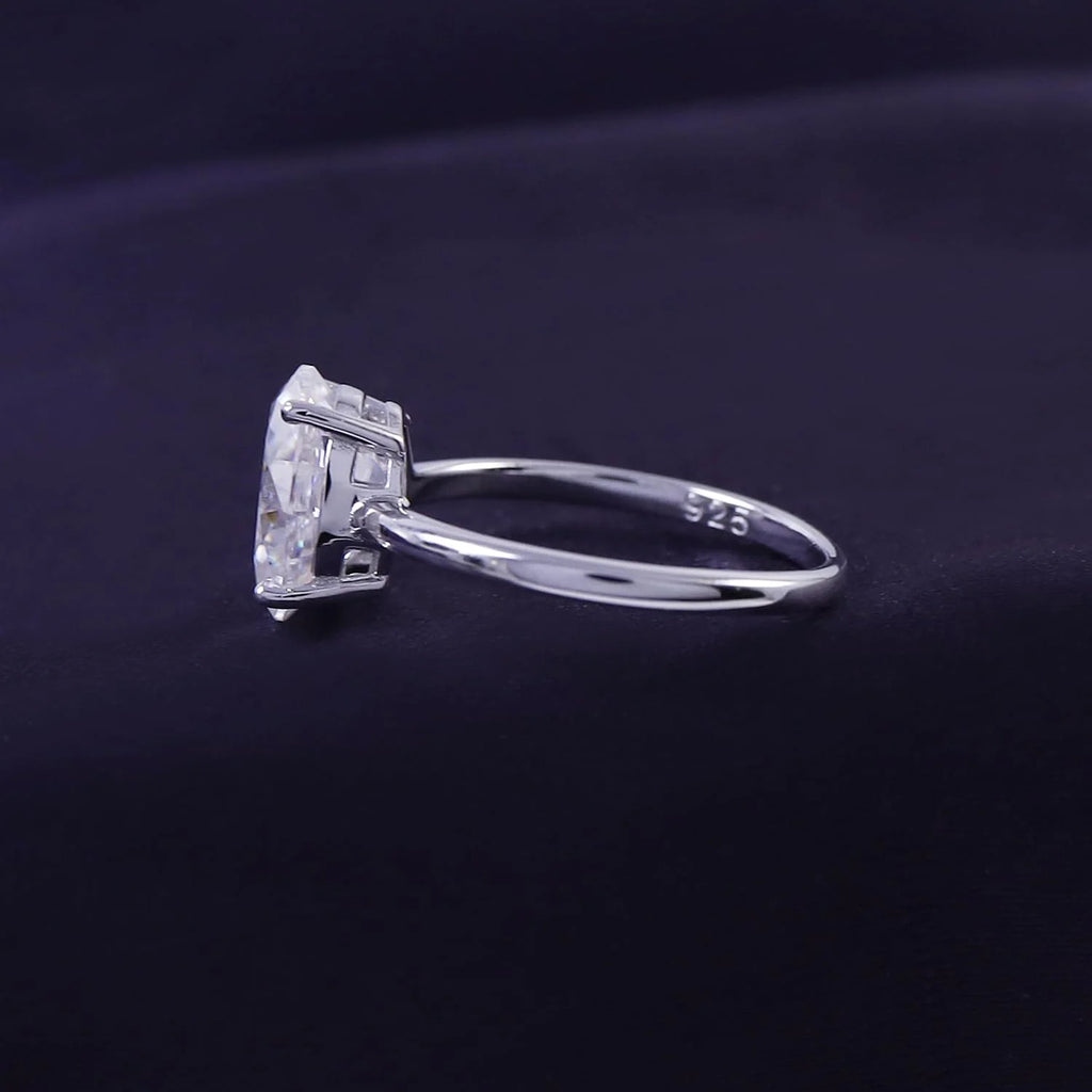 Oval Cut Solitaire Lab Created Moissanite Wedding Ring in 14K White Gold Over Sterling Silver N26206