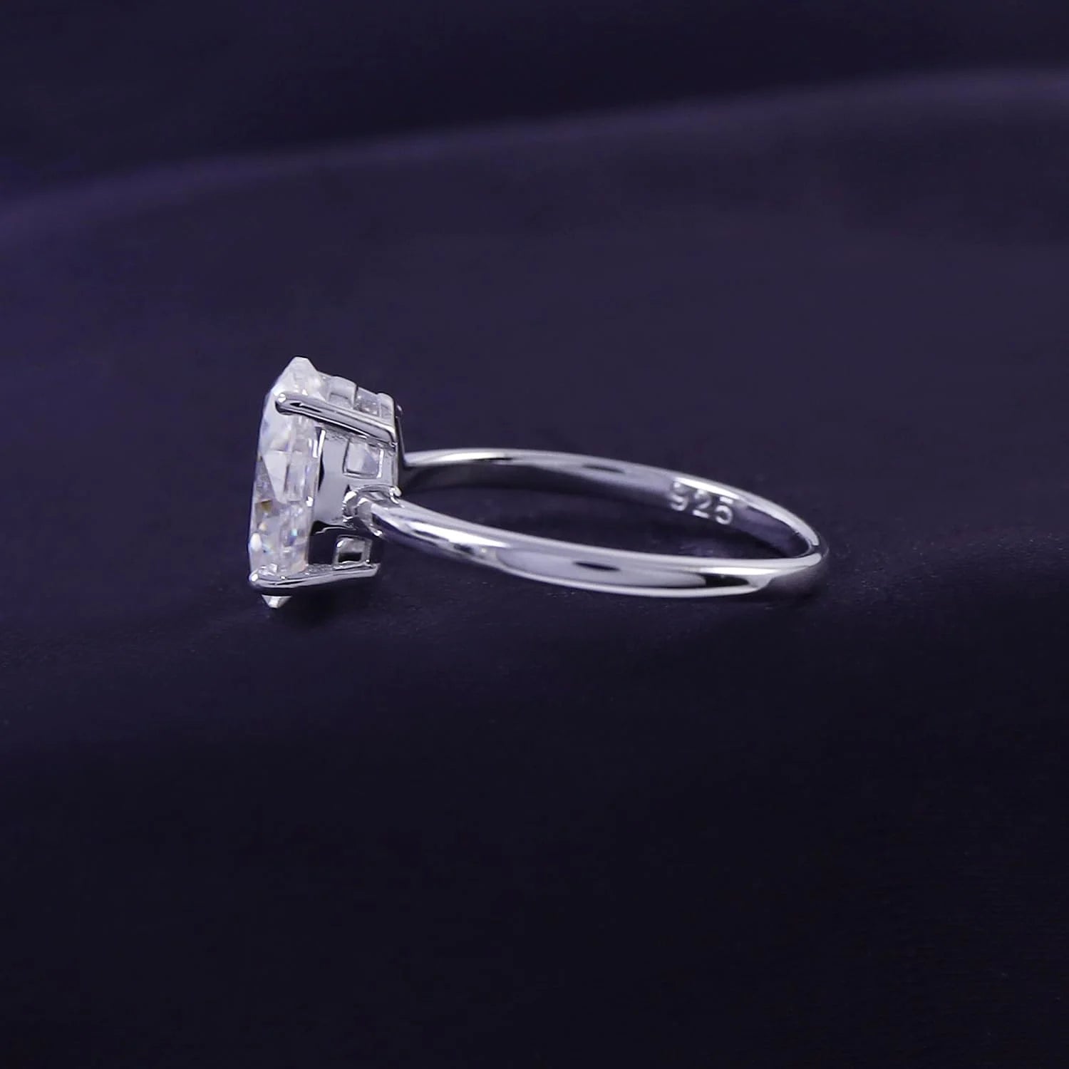 Oval Cut Solitaire Lab Created Moissanite Wedding Ring in 14K White Gold Over Sterling Silver N26206