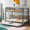 Twin Over Twin Metal Bunk Bed with Trundle and 2 Ladders (White) V725161