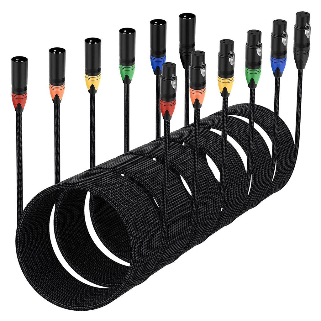 XLR DMX Cables 3ft 6 Pack Black Braided S5341
