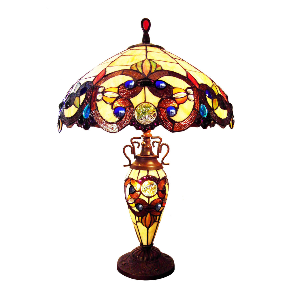 Victorian Tiffany-Style 3 Light Table Lamp 18" Wide S90492