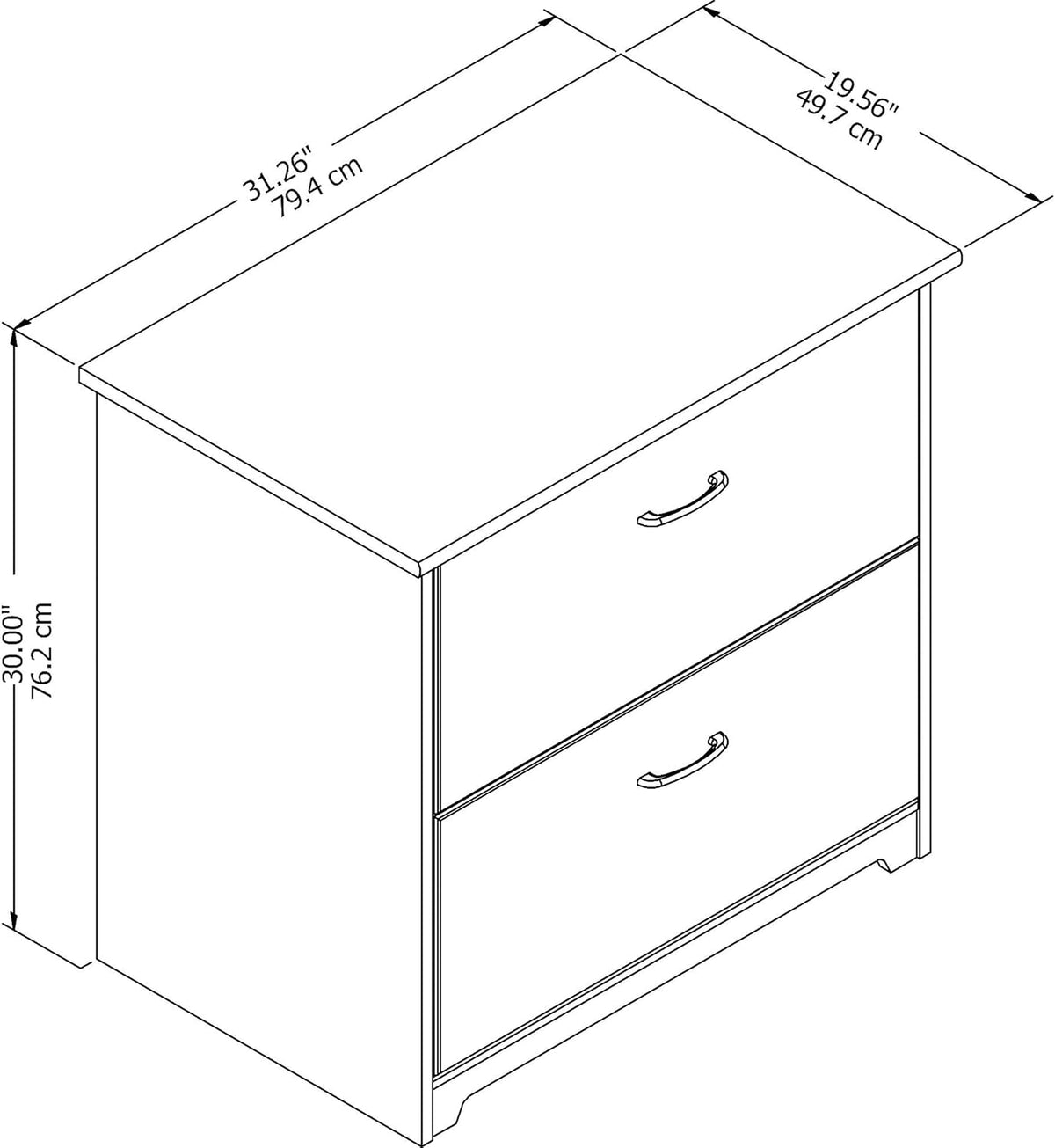 2 Drawer Lateral File Cabinet, Heather Gray E856