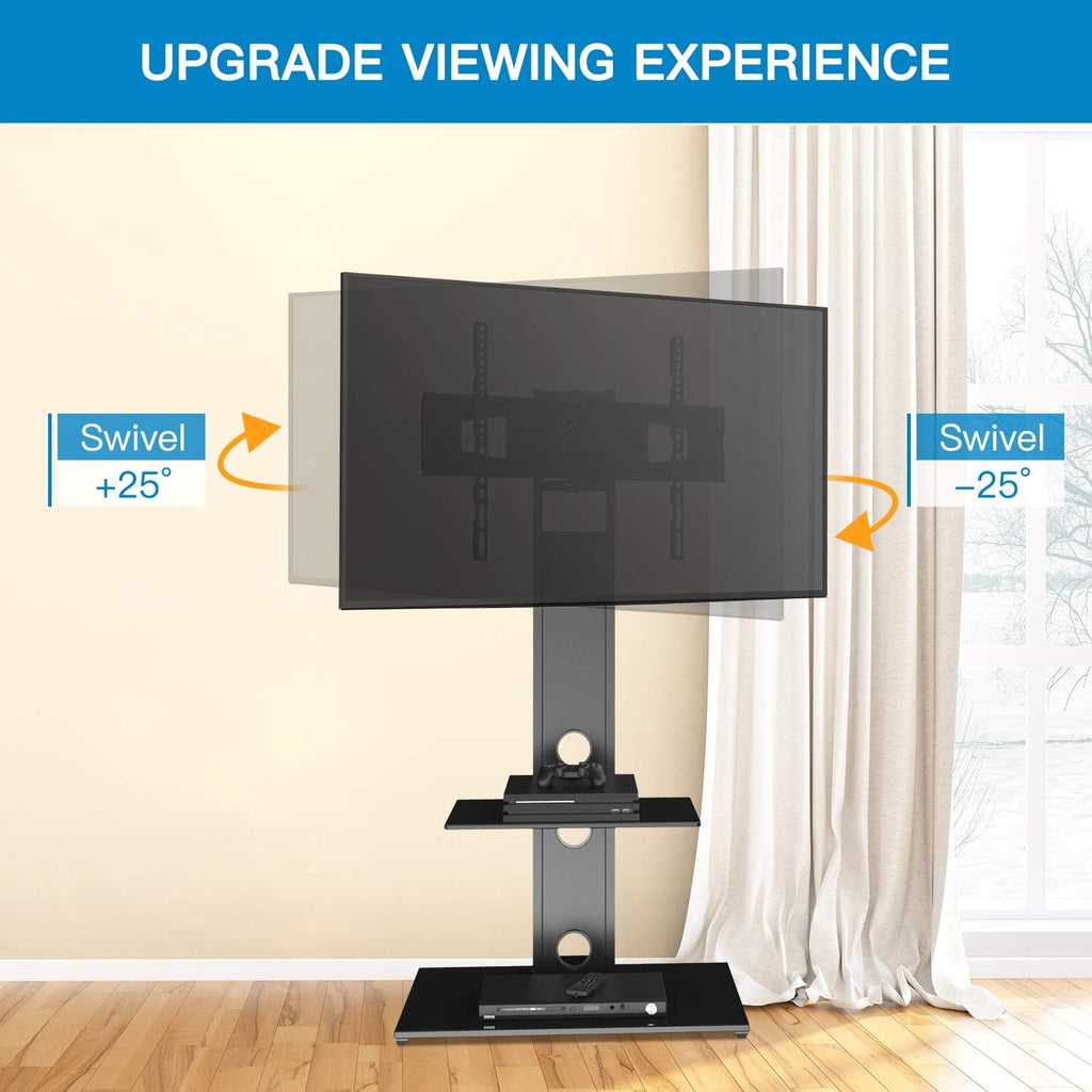 Swivel Floor TV Stand with Shelves for 32-65 inch LCD LED TVs, VESA 600x400mm A420966