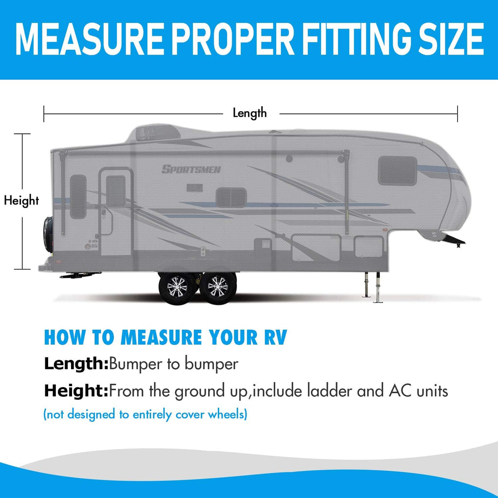 5th Wheel RV Cover 3-Ply Ripstop Waterproof with Steel Pole S80335