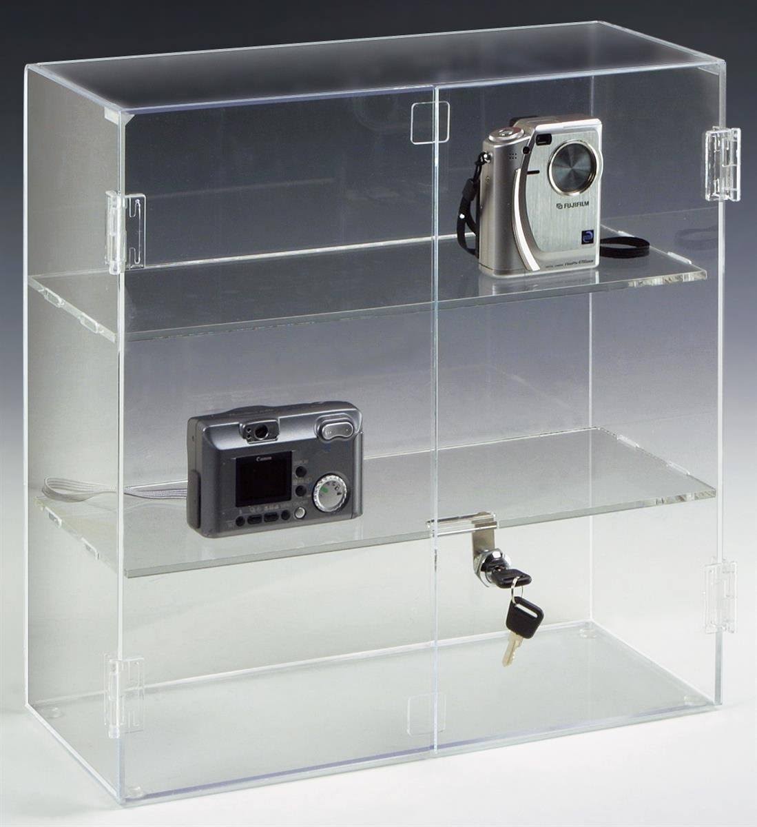 16.5 by 16.25-Inch Countertop Acrylic Display Case with 2 Shelves P366