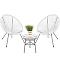 3-Piece All-Weather Patio Bistro Furniture Set with Rope Glass Top Table J4294
