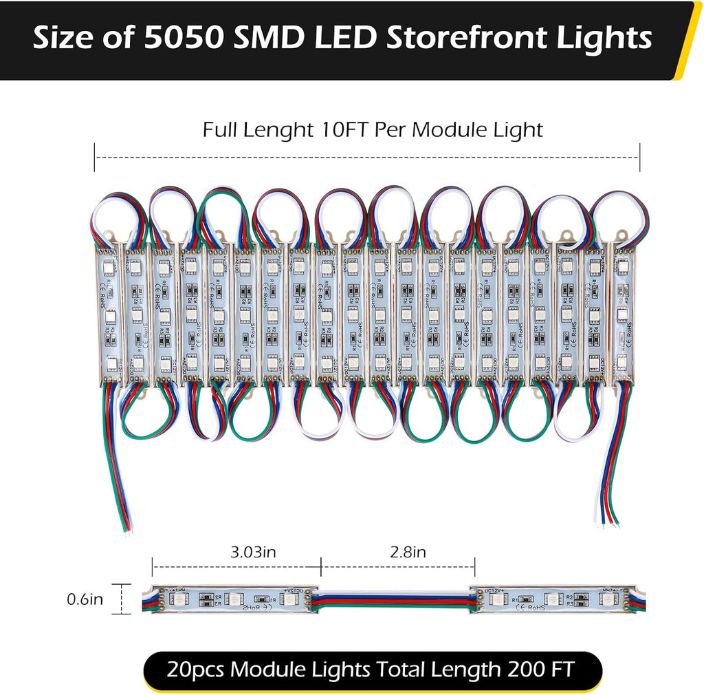 LED Storefront Lights 400pcs RGB with Remote Controller Waterproof Strip Lights Y341