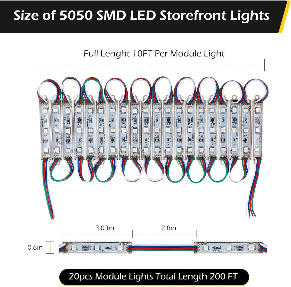 LED Storefront Lights 400pcs RGB with Remote Controller Waterproof Strip Lights Y341